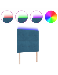 Testiera LED con luci a strisce a LED Blu 80 cm Poliestere 2