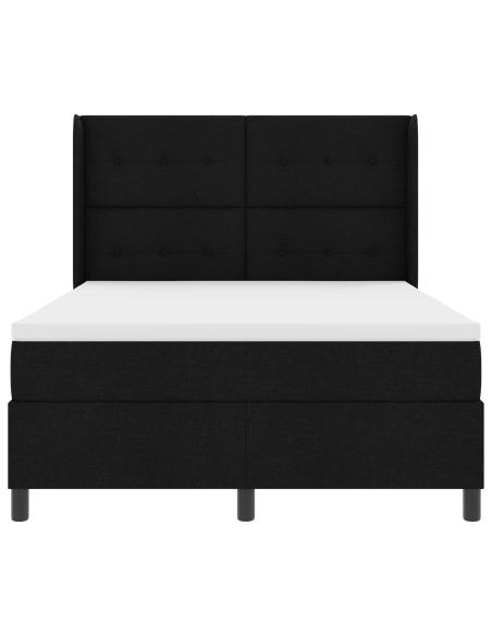 Letto a Sorgente LED con materasso Nero 140 x 190 cm Tessuto