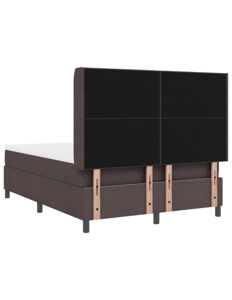Letto con Box Spring e Materasso con LED in Marrone Scuro, 140x190 cm, Tessuto