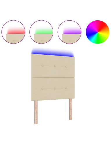 Testiera LED con luci a strisce a LED Crema 90 cm Poliestere