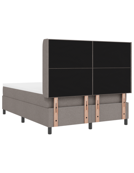 Letto Box Spring  con Materasso e LED in Tortora 140x190 cm Tessuto