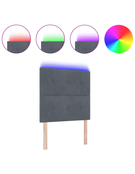 Testata LED  Grigia Scura 90 cm Velluto