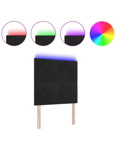 Testiera LED con luci a strisce a LED Nero 90 cm Poliestere