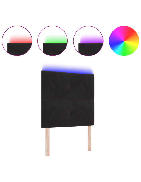 Testiera LED con luci a strisce a LED Nero 90 cm Poliestere