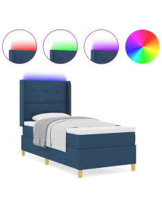 Letto a molle con materasso Blu 100 x 200 cm Tessuto 2