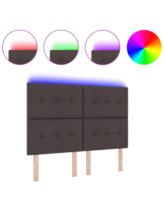 Testiera LED con testiera Marrone Scuro 144 cm Poliestere 2