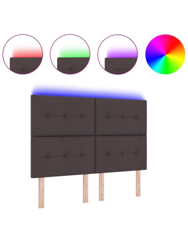 Testiera LED con testiera Marrone Scuro 144 cm Poliestere