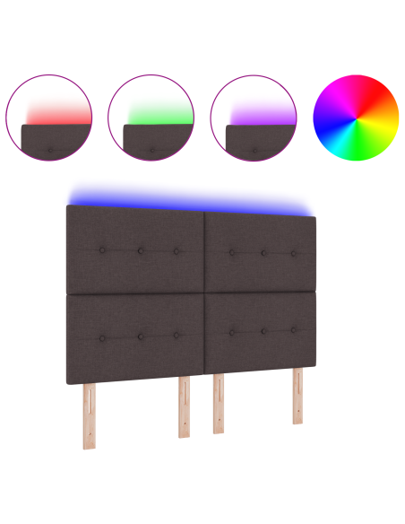 Testiera LED con testiera Marrone Scuro 144 cm Poliestere