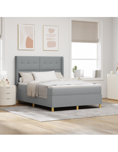 Letto a molle con materasso Grigio chiaro 140 x 190 cm Tessuto