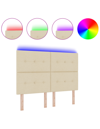 Testiera LED con luci a strisce a LED Crema 144 cm Poliestere