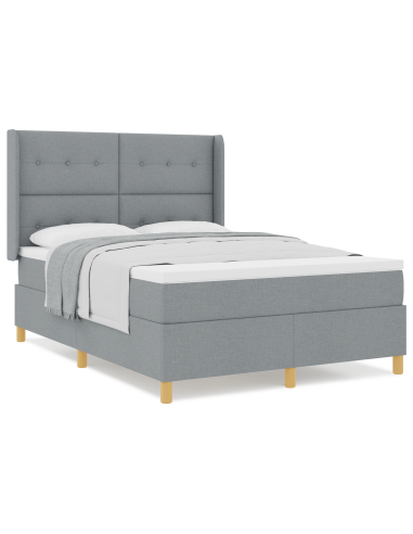 Letto a Molle con materasso Grigio chiaro 140 x 200 cm Tessuto