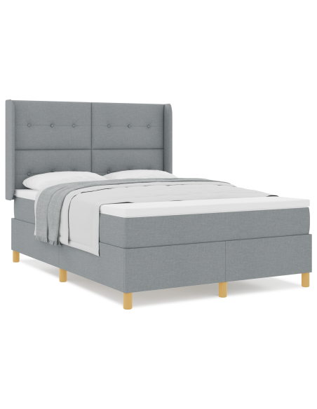 Letto a Molle con materasso Grigio chiaro 140 x 200 cm Tessuto