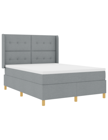 Letto a Molle con materasso Grigio chiaro 140 x 200 cm Tessuto