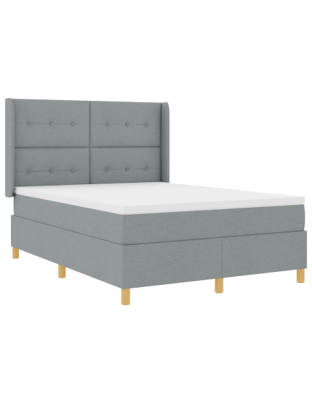 Letto a Rete con Materasso Grigio Chiaro 140x200 cm Tessuto