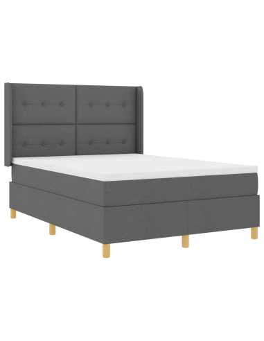 Letto a molle con materasso Grigio scuro 140 x 200 cm Tessuto
