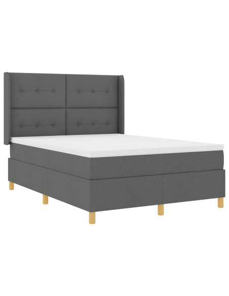 Letto a Box con Materasso - Grigio Scuro, 140x200 cm Tessuto