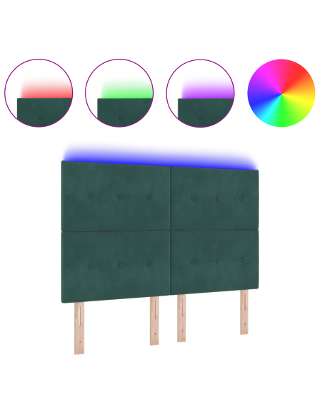 Testiera LED con luci a strisce a LED Verde 144 cm Poliestere