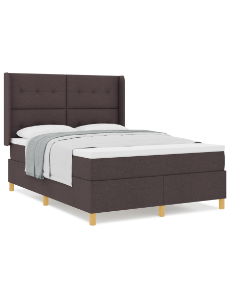 Letto a Rete con Materasso - Marrone Scuro - 140x200 cm Tessuto