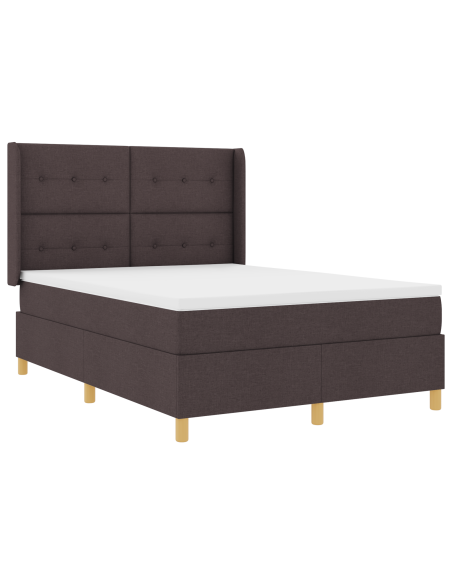 Letto a Rete con Materasso - Marrone Scuro - 140x200 cm Tessuto