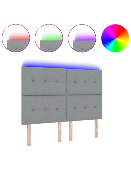 Testiera LED con testiera Grigio chiaro 160 cm Poliestere