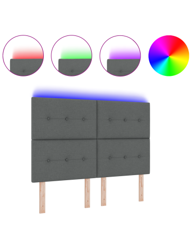 Testiera LED con testiera Grigio scuro 160 cm Poliestere