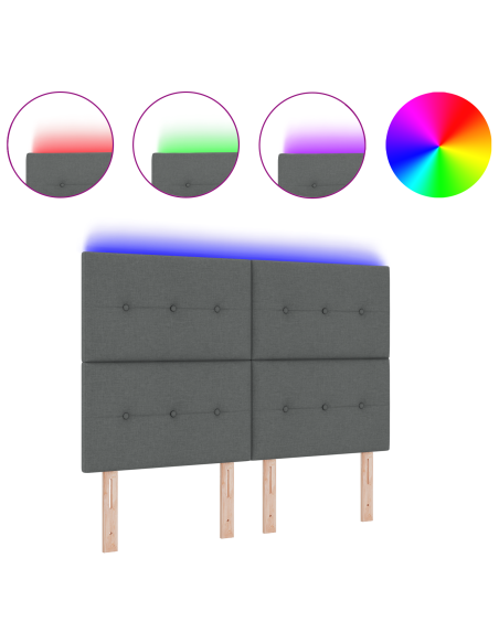 Testiera LED con testiera Grigio scuro 160 cm Poliestere