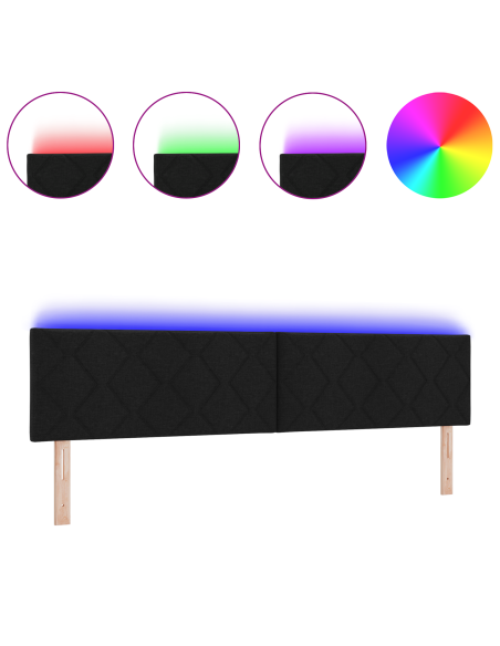 Testiera LED  Design a blocchi di diamante nera 200 cm tessuto