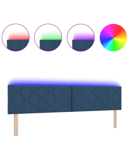 Testata Letto LED Design a Blocchi di Diamante Blu 200 cm Tessuto