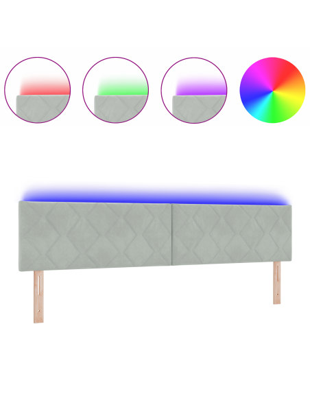 Testata LED Design a Blocchi di Diamante Grigia Chiara 200 cm Velluto