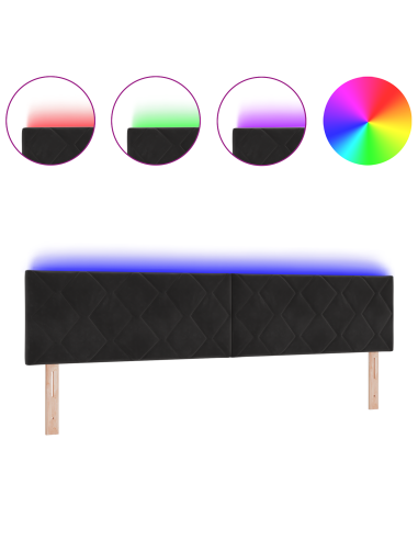 Testiera LED Nero 200 cm Pelle Sintetica