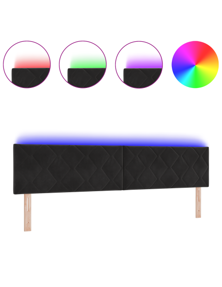 Testata LED Nera Set di 2 Nera Microfibra Grande Moderna