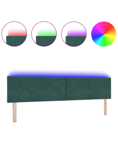 Testiera LED Verde Scuro 200 cm Pelle Sintetica