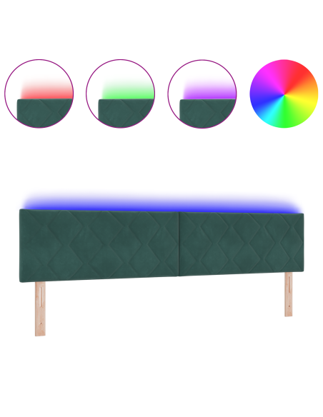 Testata LED Design a Blocchi di Diamante Verde Scuro 200 cm Velluto