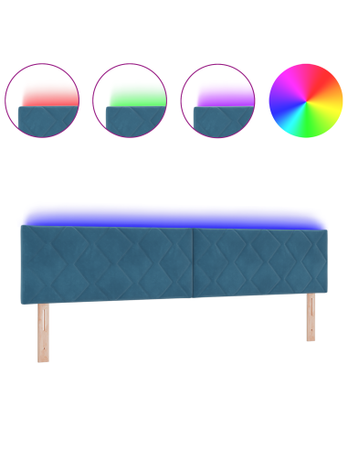 Testiera LED Blu Scuro 200 cm Pelle Sintetica