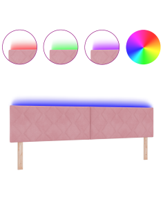 Testiera LED Rosa 200 cm Pelle Sintetica 2