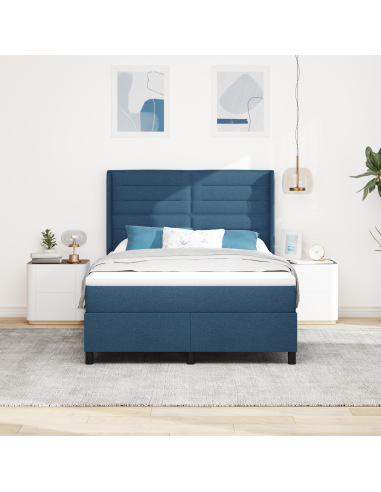 Letto a Sorgente LED con materasso Blu 140 x 190 cm Tessuto