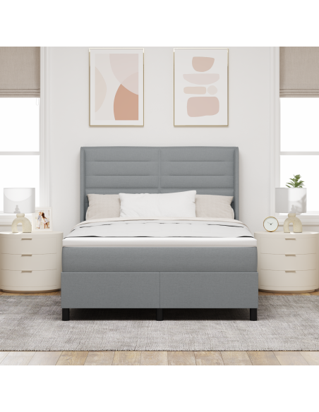 Letto a Balancelle con Materasso e Luce LED Grigio Chiaro 140x200 cm Tessuto