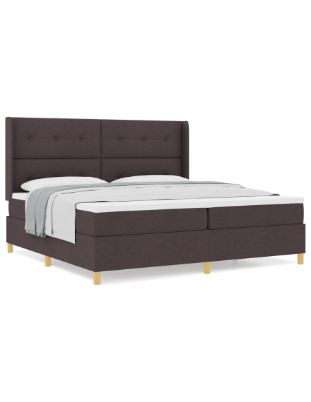 Letto con Box Spring e Materasso Marrone Scuro 200x200 cm in Tessuto