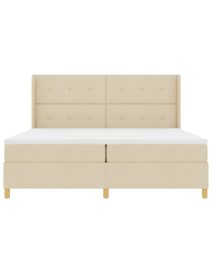 Letto a molle con materasso Crema 200 x 200 cm Tessuto 2