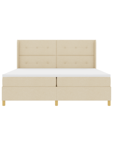 Letto a molle con materasso Crema 200 x 200 cm Tessuto