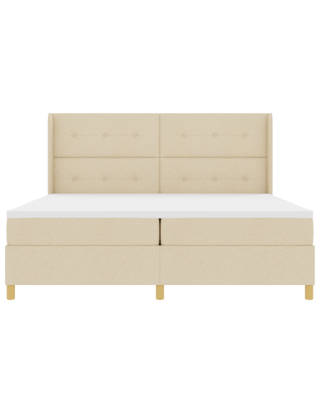 Letto a molle con materasso Crema 200 x 200 cm Tessuto