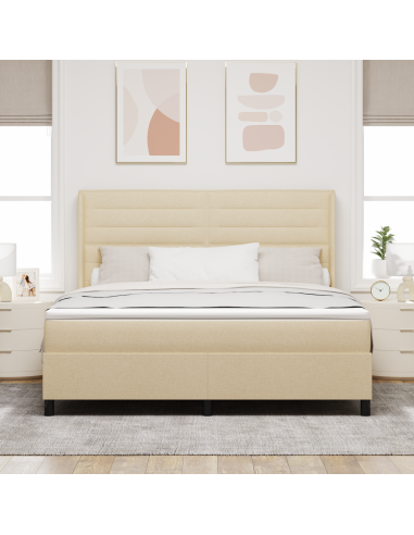 Letto a Sorgente LED con materasso Crema 180 x 200 cm Tessuto