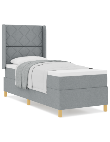 Letto a molle con materasso Grigio chiaro 80 x 200 cm Tessuto