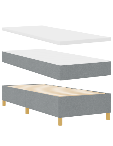 Letto a molle con materasso Grigio chiaro 80 x 200 cm Tessuto