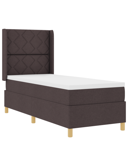 Letto con Rete A Molla e Materasso Marrone Scuro 80x200 cm Tessuto