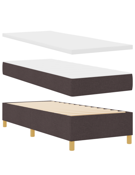 Letto con Rete A Molla e Materasso Marrone Scuro 80x200 cm Tessuto