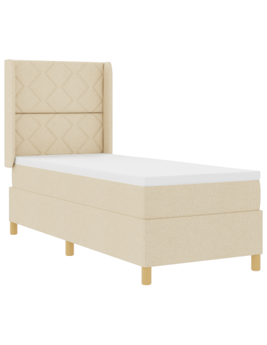 Letto a molle con materasso Crema 80 x 200 cm Tessuto