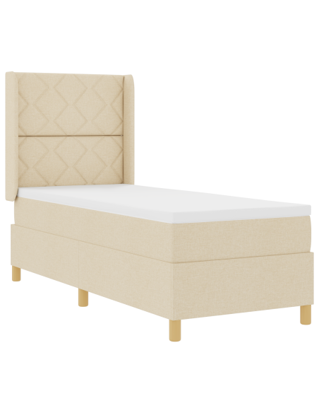 Letto a molle con materasso Crema 80 x 200 cm Tessuto