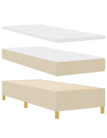 Letto a Molle con Materasso Crema 80x200 cm Tessuto