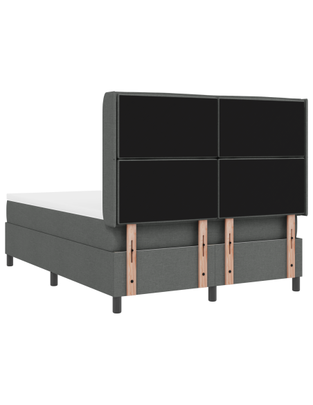Letto Box Spring con Materasso e LED Grigio Scuro 140x190 cm Tessuto